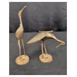Brass Crane figurines 4in & 6.5in tall