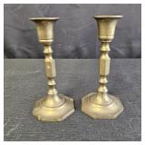 (2) Vintage Solid Brass Candlestick Holders