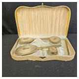 Vintage Gold-Tone Vanity Set in Lined Case