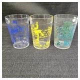 (3) Vintage Nursery Rhyme Drinking Glasses