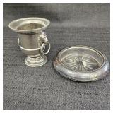 Silver Plated Urn & Sterling Silver Glass Coaster