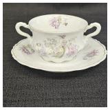 Purple Floral w/ Gold Tone C.T. Teacup & Saucer