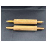 2 wooden rolling pins, 17 & 18in