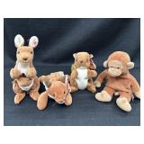 4 Ty Beanie Babies - Pouch (no swing tag), Sly,