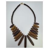 Natural Wood Panel Bib w/ Gold Tone Spacers