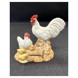HOMCO Rooster &Hen & Chicks Porcelain Figurine