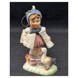 Newspaper Delivery Girl & Duck on Base Figurine