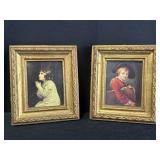 Italian picture frame w/ print of praying child &