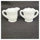 White Milk Glass Sugar Bowl & Creamer Set
