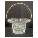 Avon glass basket w/ gold-toned metal twisted