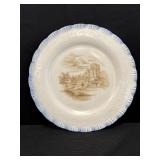 Macbeth Evans Castle plate w/blue trim