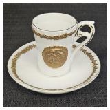 Raised Gold Tone & White Teacup & Saucer