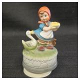 Little GIrl & Goose Porcelain Music Box