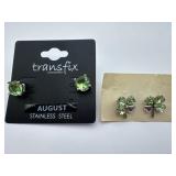 August Birthstone Earrings & Four-Leaf Clover