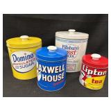 Set of 4 Vintage J.L. Clark Tin Kitchen Canister