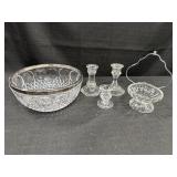 Clear Glass Bowl w/Silver Plated Rim, candlestick