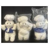 (3) 1998 Pillsbury giggling doughboy w/ apron &