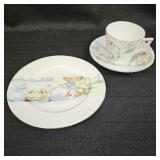 Foley China Children Feeding Swans Plate & Teacup