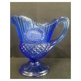 Cobalt blue glass creamer pitcher mount Vernon