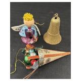 3 vtg Christmas ornaments, possibly hand crafted,
