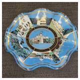 VTG Disneyland Blue Glass Scalloped Candy Dish