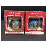 2 Goebel M.I. Hummel Glass Christmas Ornaments