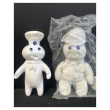 1997 Pillsbury Doughboy beanie & 1971 rubber doll