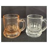 Pink & clear glass mini beer mug shot glasses