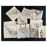 Variety of Embroidered Tablecloth, Runners, Cross