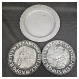 (3) Vintage Pewter Alphabet & Number Plates