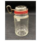 Vtg hand crank nut grinder w/Anchor Hocking Jar,