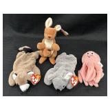4 Ty Beanie Babies - Ringo, Pouch, Mel, & Inky
