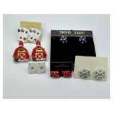 Dice, Cards & Barn Pierced Earrings