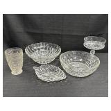 Clear glass w/various patterns - bowls, compote,