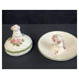 Avon porcelain bunny rabbit trinket dishes hand