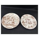 2 Davy Crockett collector plates, by Oxford China