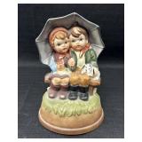 Hummel Style Children Under Umbrella Music Box