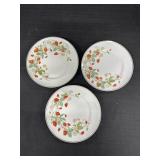 3- 7.25" Avon Strawberry Porcelain 22 Gold Trim