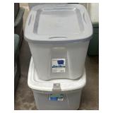 (2) Homz & cornerstone 18 gal & 62 qt. Totes for