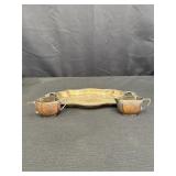 Silver on Copper Serving Tray Sugar & Cream