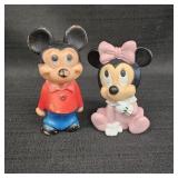 Vintage Mickey & Minnie Vinyl Figurines