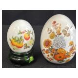 Avon porcelain decorative eggs w/ floral design