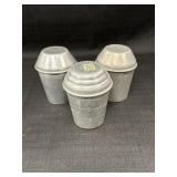 3 Aluminum 1 Cup Shakers w/ Lids, 1 is Mirro brand