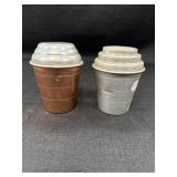 2 Aluminum Measuring One Cup Shakers w/ Lids,