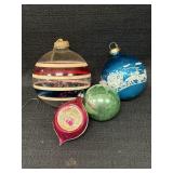 Variety of 4 vtg Christmas ball ornaments