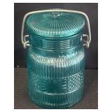 Avon blue glass canning jar w/ lid