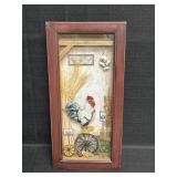 Rooster Shadow Box W/ Farm Tools, Vegetables