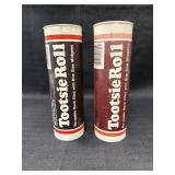 2 Tootsie Roll branded cardboard bank canisters,