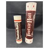 2 Tootsie Roll branded cardboard bank canisters,