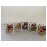 (5) 1978 McDonaldï¿½s Garfield clear glass mugs